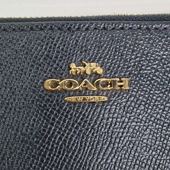 Coach Corner Zip Crossgrain Leather Wristlet Blue corner zip small wristlet - Picture 3 of 10